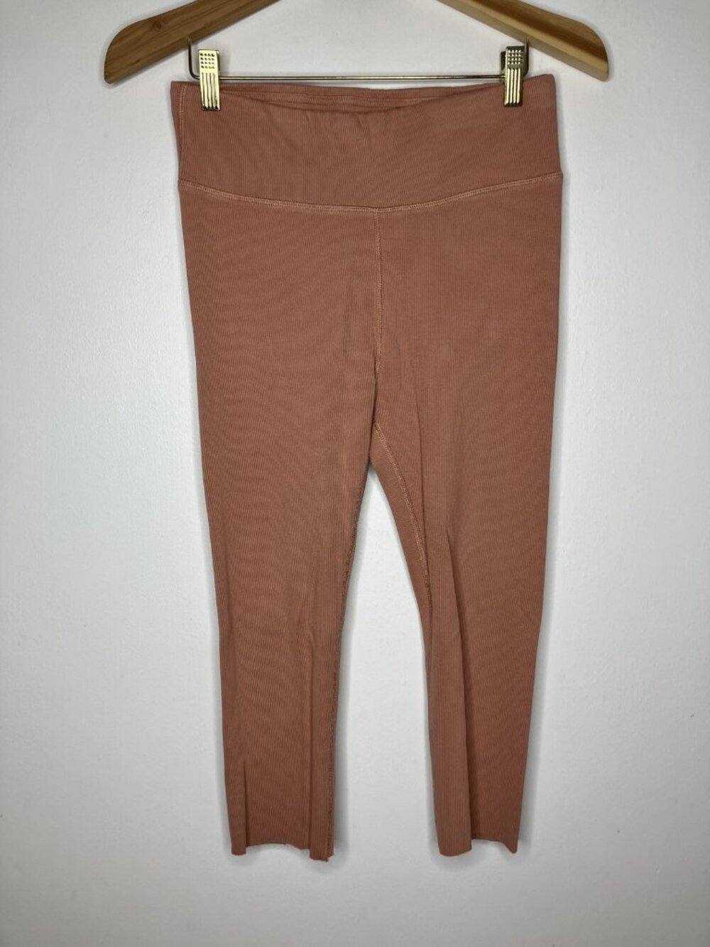 Pact Women's Large Ribbed Organic Cotton Blend Leggings Pink READ 28" Waist